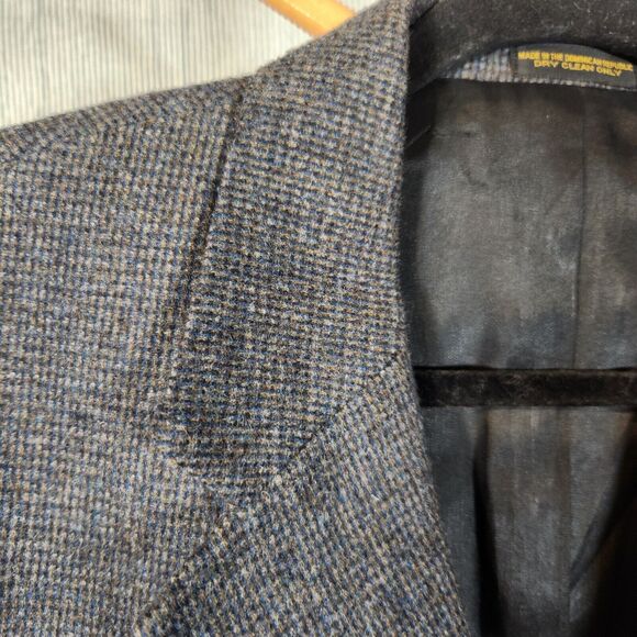 John Ashford $250 43L Blue Brown Gray Tweed Wool Blend Sport Coat Blazer - Picture 3 of 10